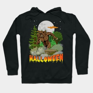 Retro Style Werewolf Halloween Shirt Full Moon Forest Howling Hoodie